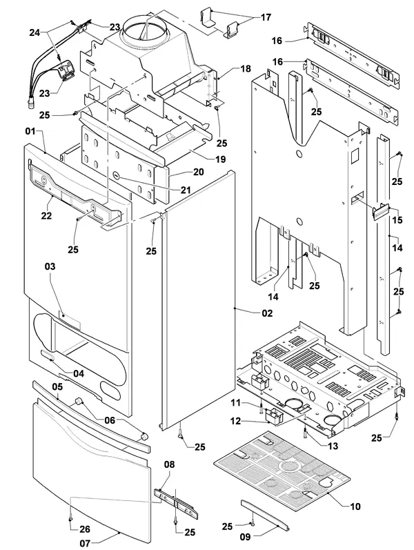 Exploded view Vaillant Combiketel VCW 254/4-7 R4: Manteldelen