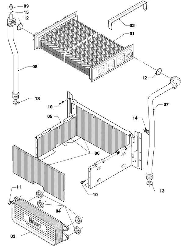 Exploded view Vaillant Combiketel VCW 254/4-7 R4: Warmtewisselaar
