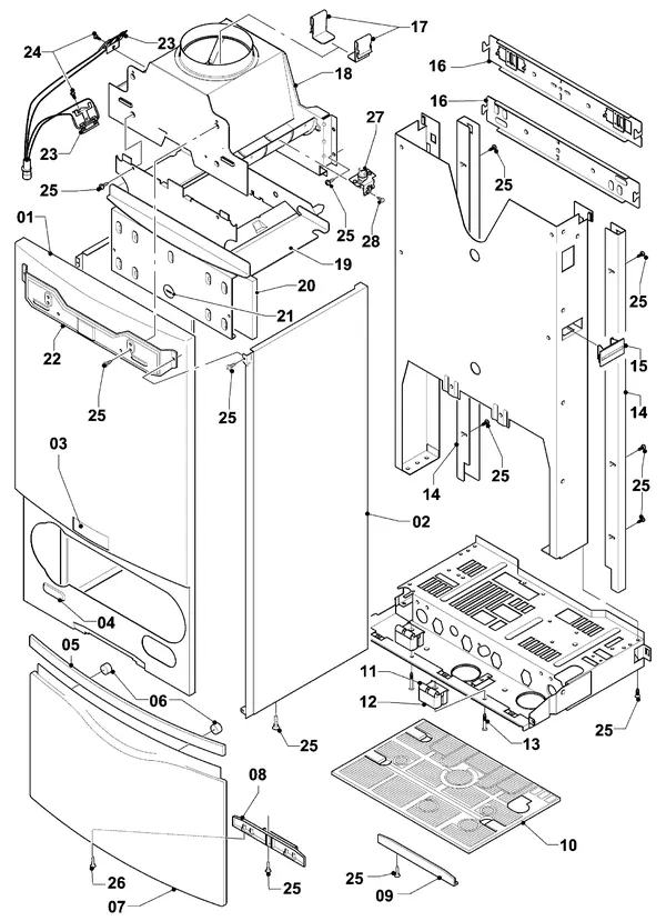 Exploded view Vaillant Combiketel VCW 254/4-7 A R6: Manteldelen