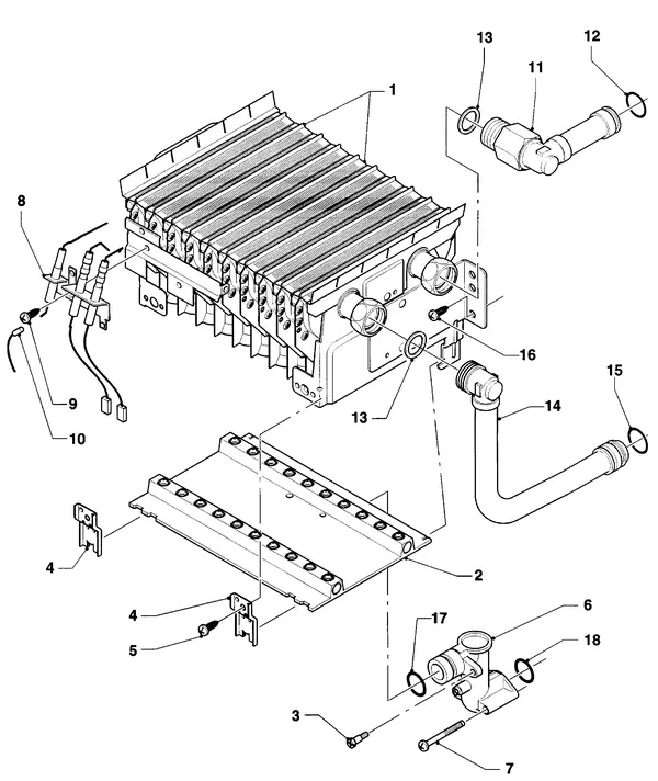 Exploded view Vaillant Combiketel Turbo VCW 255/2 E: Gasblok