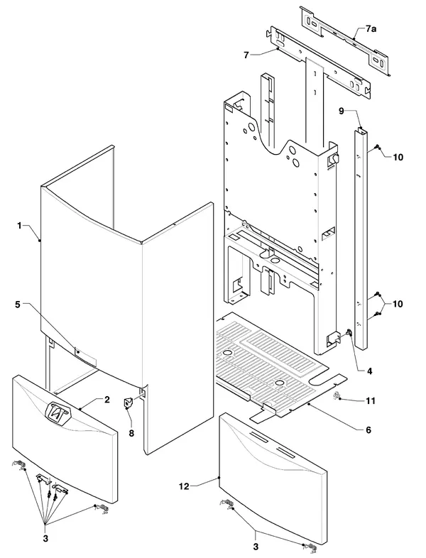 Exploded view Vaillant Combiketel Turbo VCW 255/3 R1: Manteldelen