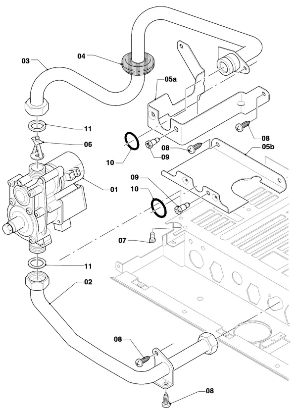 Exploded view Vaillant Combiketel Turbo VCW 255/4-7: Gasblok