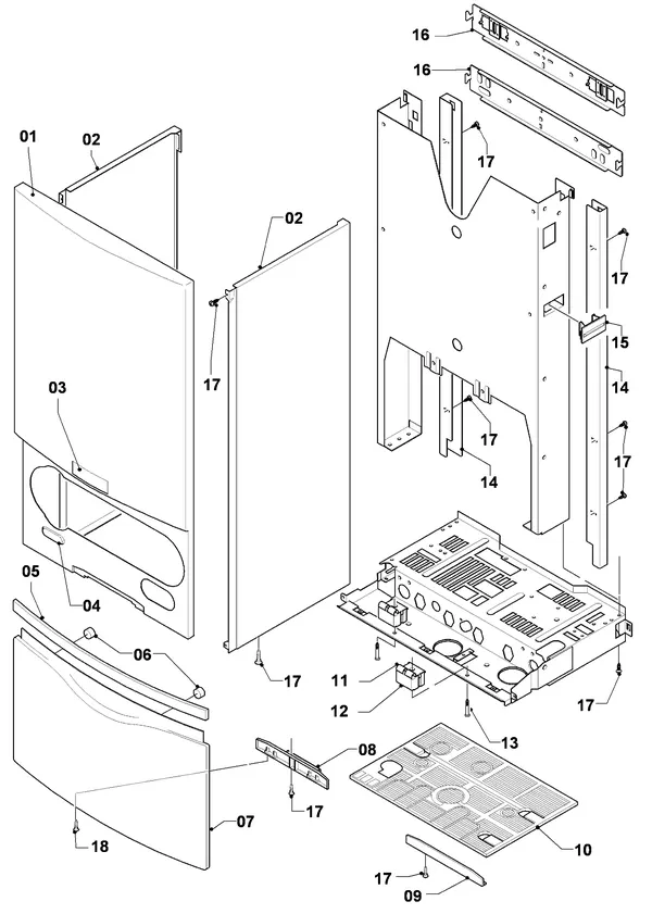 Exploded view Vaillant Combiketel Turbo VCW 255/4-7 R3: Manteldelen
