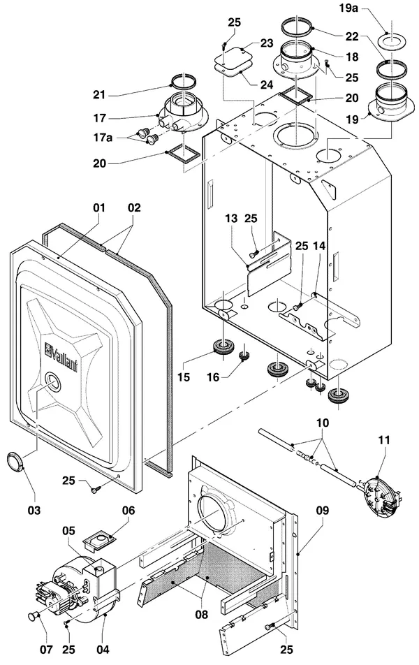 Exploded view Vaillant Combiketel Turbo VCW 255/4-7 R3: Verbrandingskamer