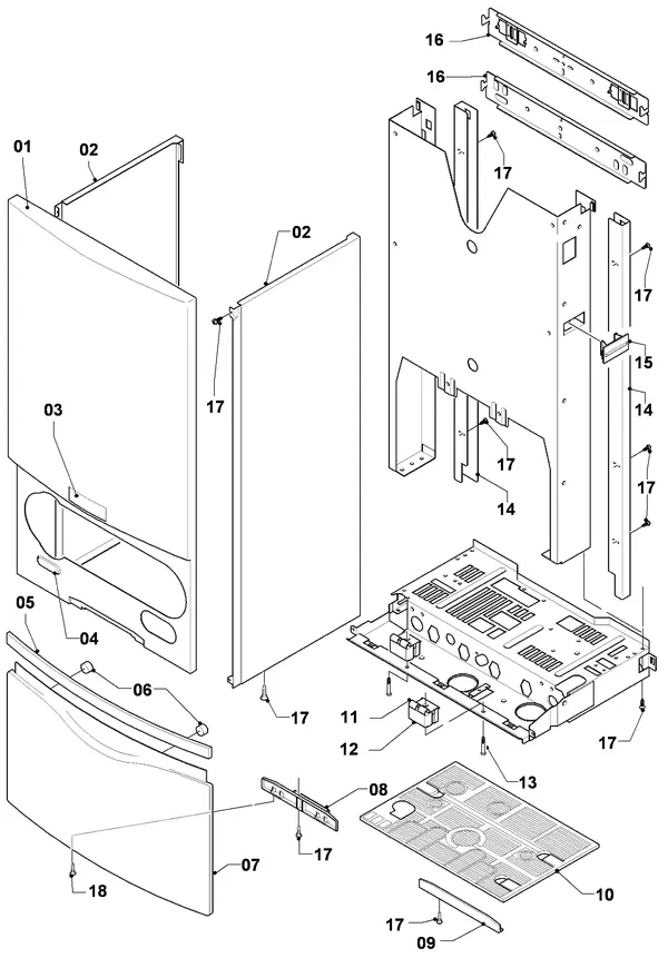 Exploded view Vaillant Combiketel Turbo VCW 255/4-7 R4: Manteldelen