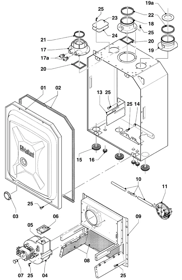 Exploded view Vaillant Combiketel Turbo VCW 255/4-7 R4: Verbrandingskamer