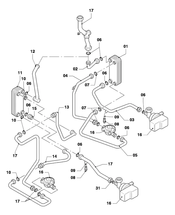Exploded view Vaillant Combiketel Turbo VCW 282 E: Schakelkast