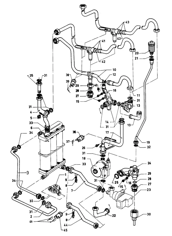 Exploded view Vaillant Combiketel Turbo VCW 282 E: Vertikale dakdoorvoera