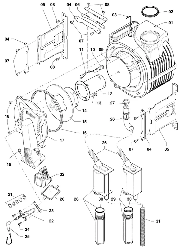Exploded view Vaillant ecoTEC plus VHR 20-24/5-5: Brander warmtewisselaar