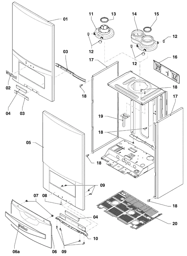 Exploded view Vaillant ecoTEC plus VHR 20-24/5-5: Manteldelen