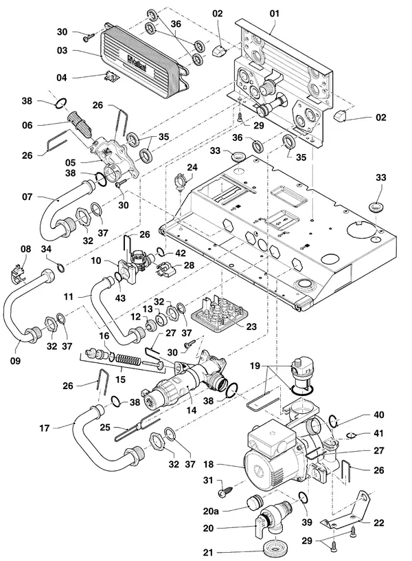 Exploded view Vaillant ecoTEC plus VHR 20-24/5-5 OT R2: Hydraulische delen hydroblock