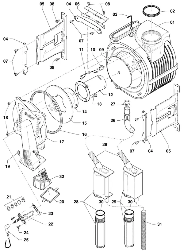 Exploded view Vaillant ecoTEC plus VHR 20-24/5-5 R2: Brander warmtewisselaar