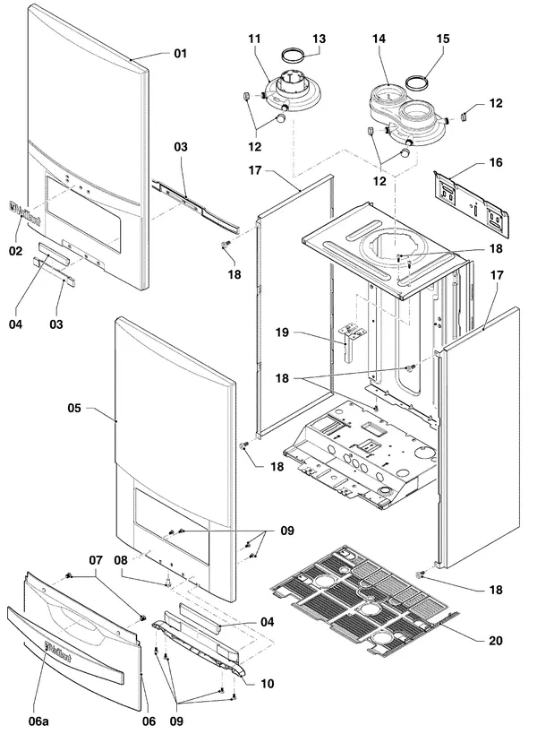 Exploded view Vaillant ecoTEC plus VHR 20-24/5-5 R4: Manteldelen