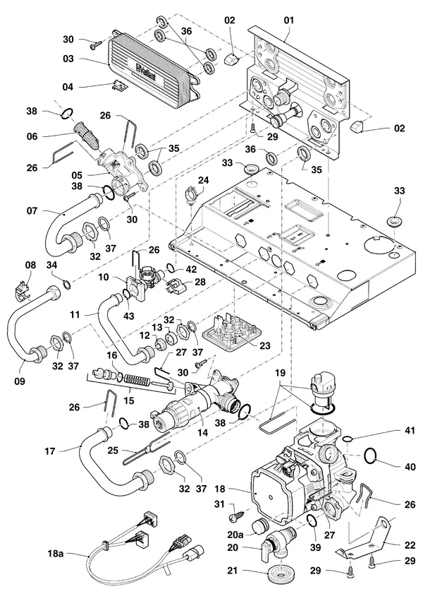 Exploded view Vaillant ecoTEC plus VHR 25-30/5-5 R4: Hydraulische delen hydroblock