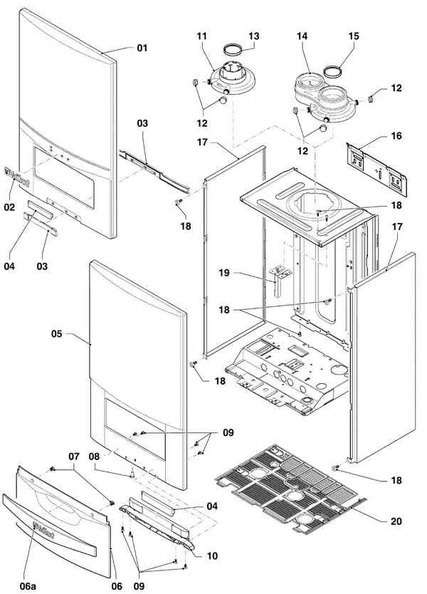 Exploded view Vaillant ecoTEC plus VHR 25-30/5-5 R4: Manteldelen
