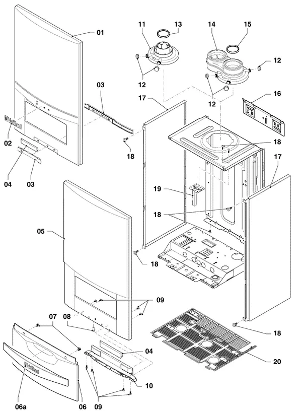 Exploded view Vaillant ecoTEC plus VHR 25/5-5 S R3: Manteldelen
