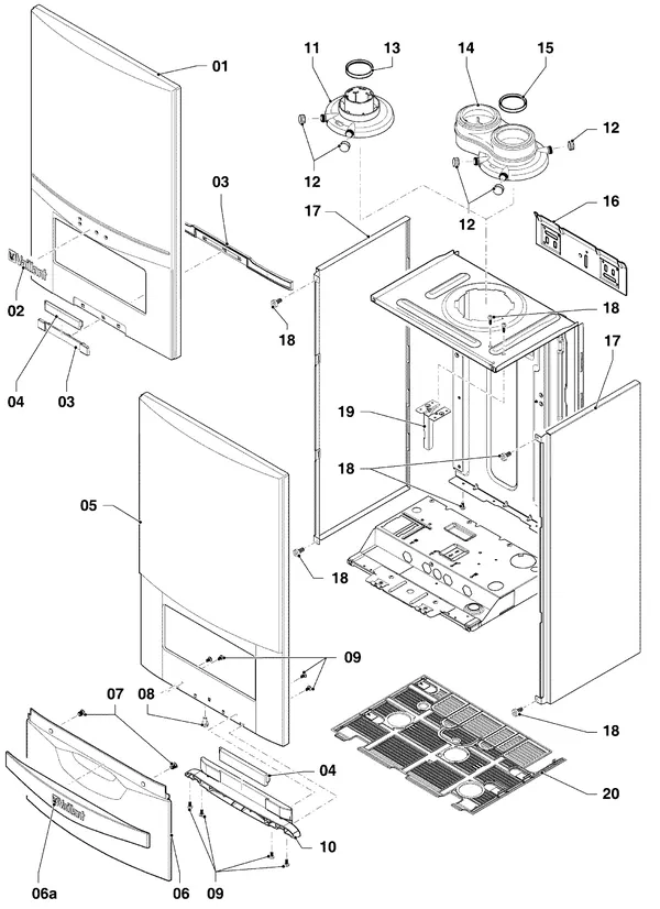 Exploded view Vaillant ecoTEC plus VHR 25/5-5 S R4: Manteldelen