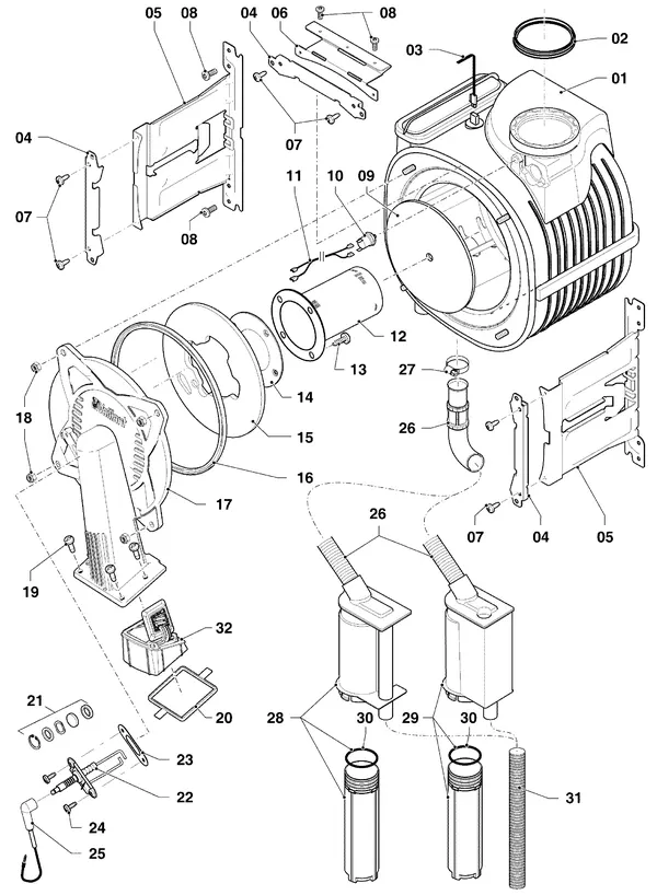 Exploded view Vaillant ecoTEC plus VHR 30-34/5-5 R1: Brander warmtewisselaar