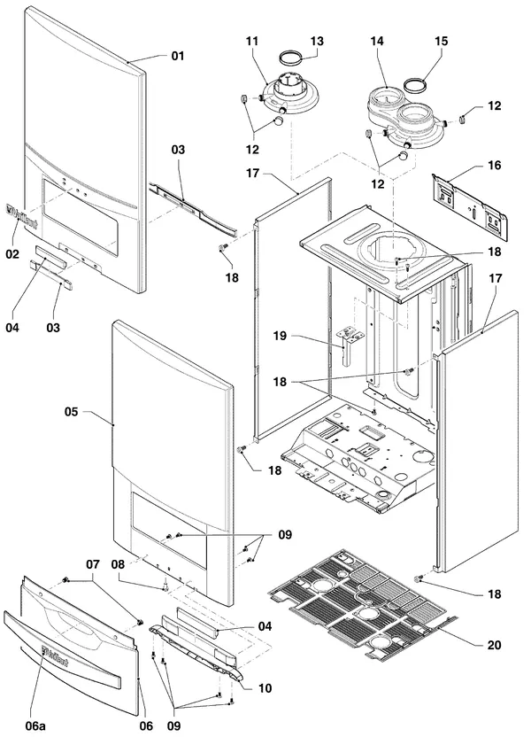 Exploded view Vaillant ecoTEC plus VHR 30-34/5-5 R1: Manteldelen