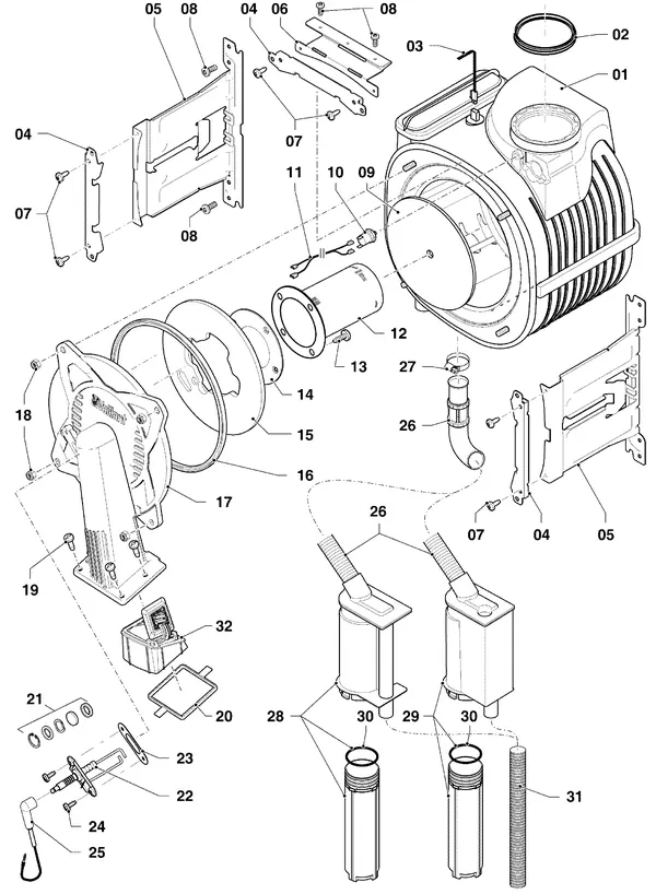 Exploded view Vaillant ecoTEC plus VHR 30-34/5-5 R3: Brander warmtewisselaar