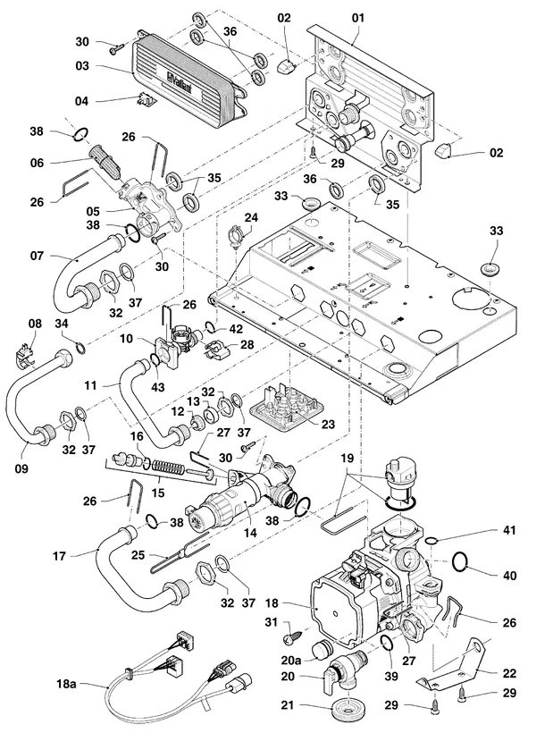 Exploded view Vaillant ecoTEC plus VHR 30-34/5-5 R4: Hydraulische delen hydroblock