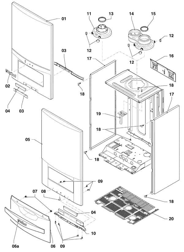 Exploded view Vaillant ecoTEC plus VHR 30-34/5-5 R4: Manteldelen