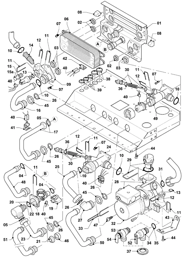 Exploded view Vaillant hrSOLIDE plus VHR 34/3-5 I: Aansluitdelen hydroblok