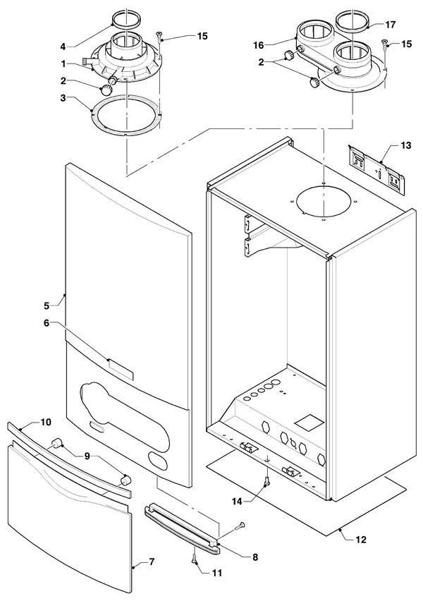 Exploded view Vaillant hrSOLIDE plus VHR 34/3-5 I: Manteldelen
