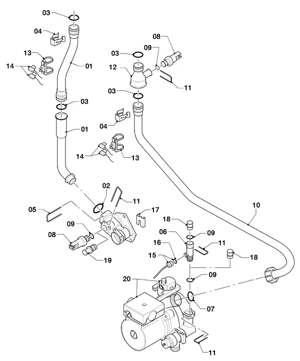 Exploded view Vaillant hrSOLIDE plus VHR 34/3-5 R3: Aansluitdelen
