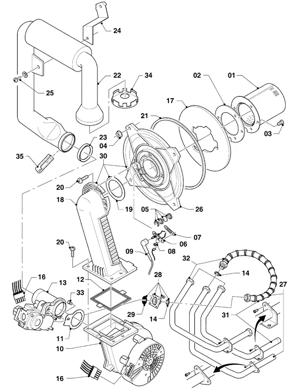 Exploded view Vaillant hrSOLIDE plus VHR 34/3-5 R3: Brander
