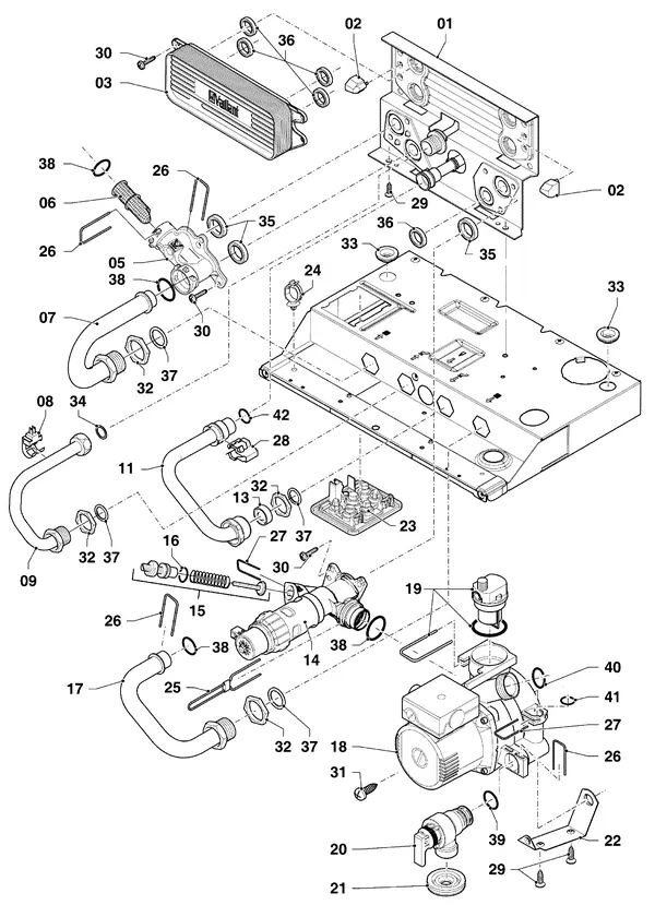 Exploded view Vaillant ecoTEC plus VHR 34/5-5 I: Hydraulische delen vhr hydroblock