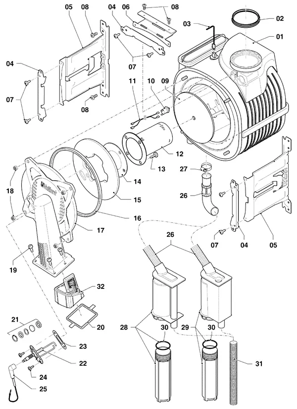 Exploded view Vaillant ecoTEC plus VHR 34/5-5 I R1: Brander warmtewisselaar