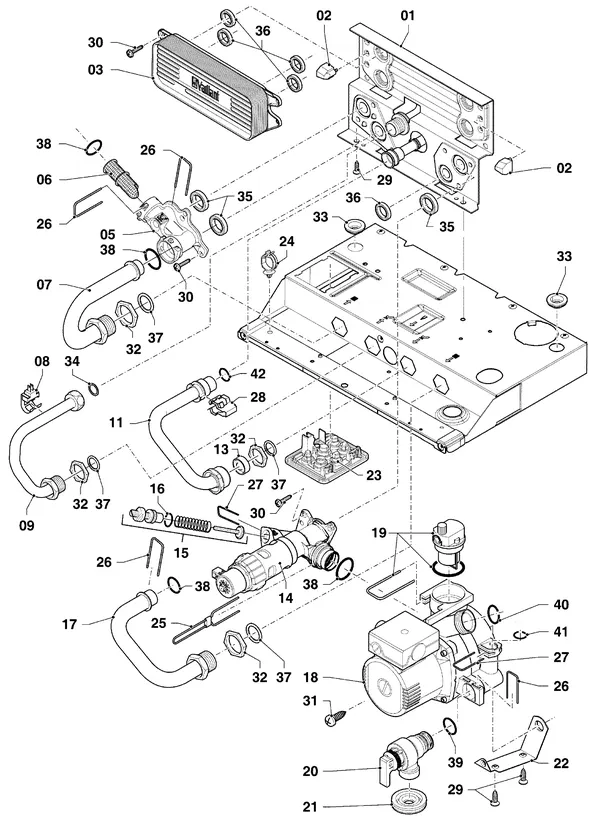 Exploded view Vaillant ecoTEC plus VHR 34/5-5 I R1: Hydraulische delen vhr hydroblock