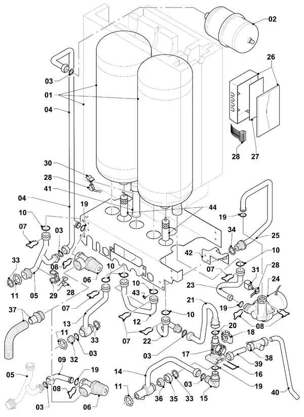 Exploded view Vaillant ecoTEC plus VHR 34/5-5 I R1: Hydraulische delen vih