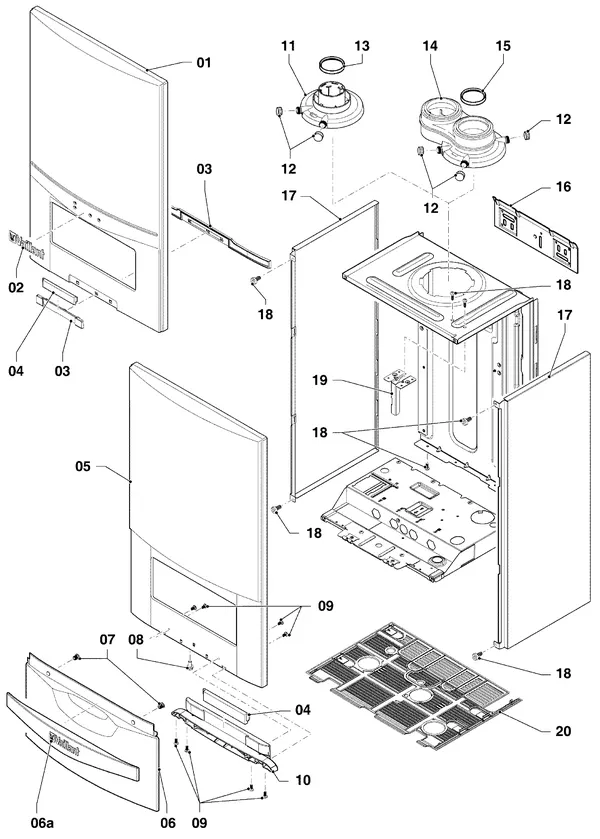 Exploded view Vaillant ecoTEC plus VHR 34/5-5 I R1: Manteldelen vhr