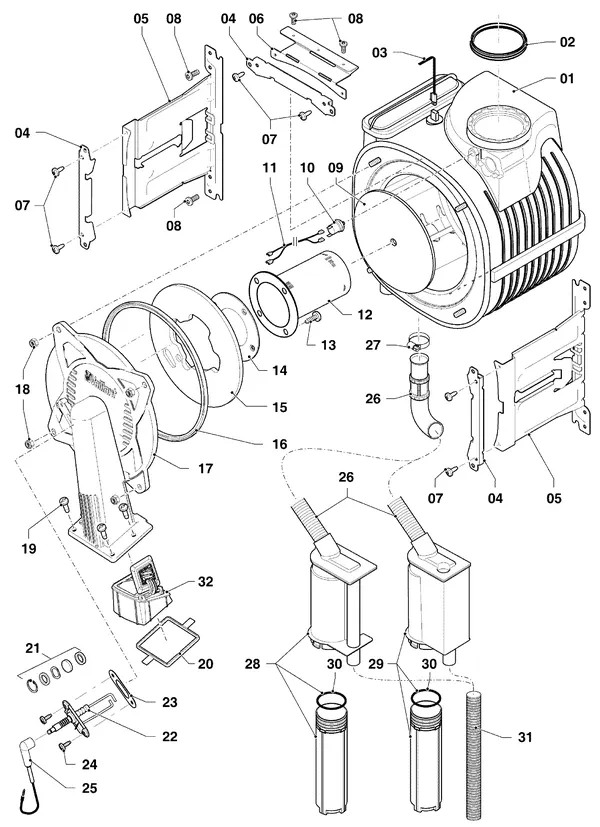 Exploded view Vaillant ecoTEC plus VHR 34/5-5 I R2: Brander warmtewisselaar