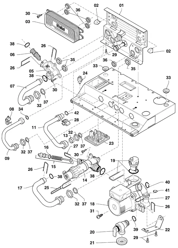 Exploded view Vaillant ecoTEC plus VHR 34/5-5 I R2: Hydraulische delen vhr hydroblock