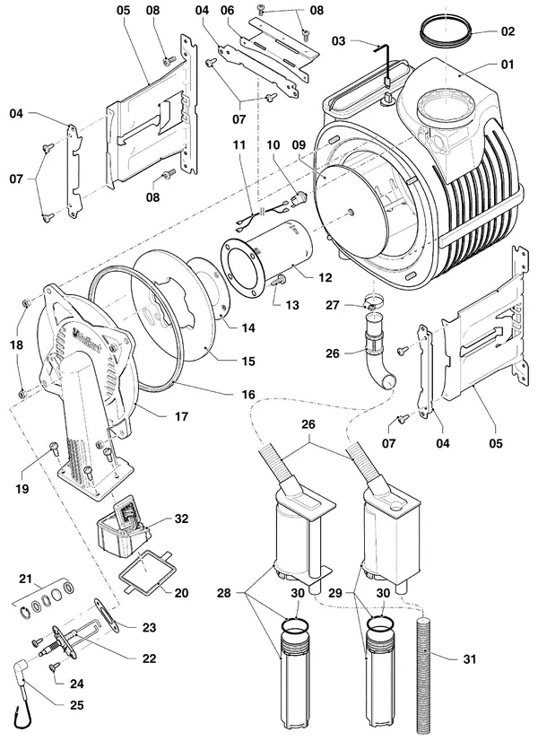 Exploded view Vaillant ecoTEC plus VHR 34/5-5 I R3: Brander warmtewisselaar