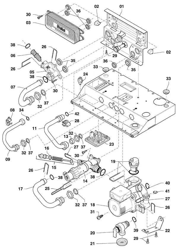 Exploded view Vaillant ecoTEC plus VHR 34/5-5 I R3: Hydraulische delen vhr hydroblock