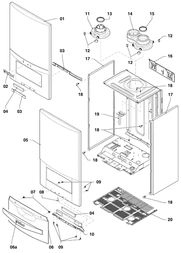 Exploded view Vaillant ecoTEC plus VHR 34/5-5 I R3: Manteldelen vhr