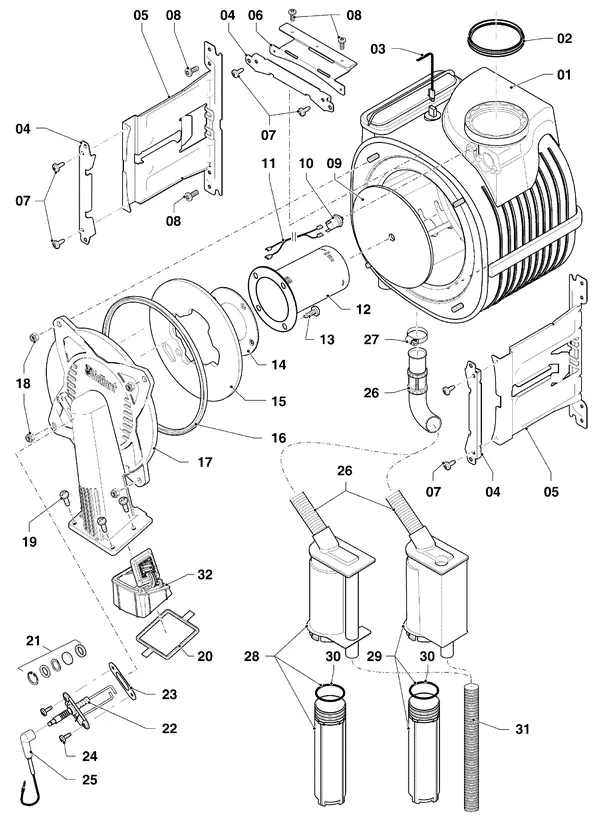 Exploded view Vaillant ecoTEC plus VHR 35-38/5-5 R3: Brander warmtewisselaar