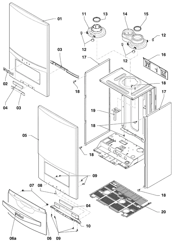 Exploded view Vaillant ecoTEC plus VHR 35-38/5-5 R3: Manteldelen