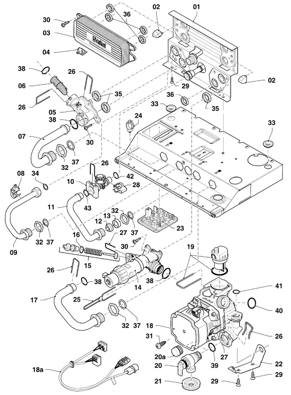Exploded view Vaillant ecoTEC plus VHR 35-38/5-5 R4: Hydraulische delen hydroblock