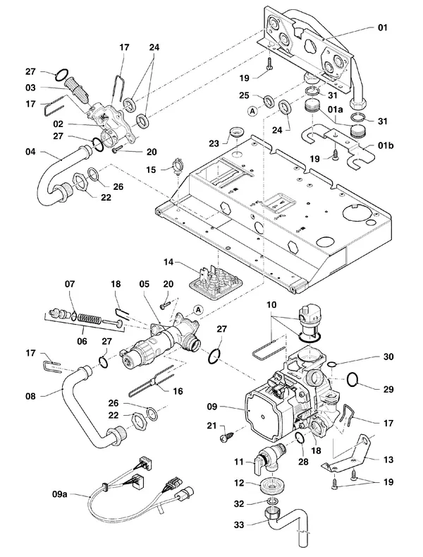 Exploded view Vaillant ecoTEC plus VHR 35/5-5 S R6: Hydraulische delen hydroblock