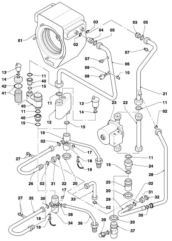 Exploded view Vaillant hrEXCLUSIEF VHR 45 S: Aansluitdelen