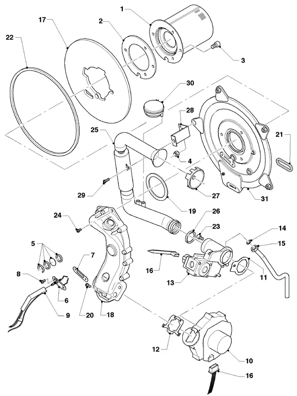 Exploded view Vaillant hrEXCLUSIEF VHR 45 S: Brander