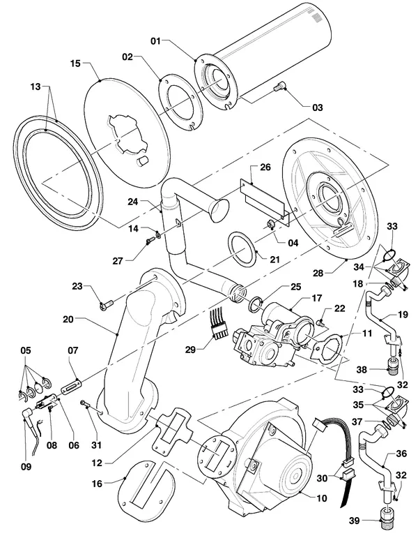 Exploded view Vaillant hrEXCLUSIEF VHR 65 S: Brander