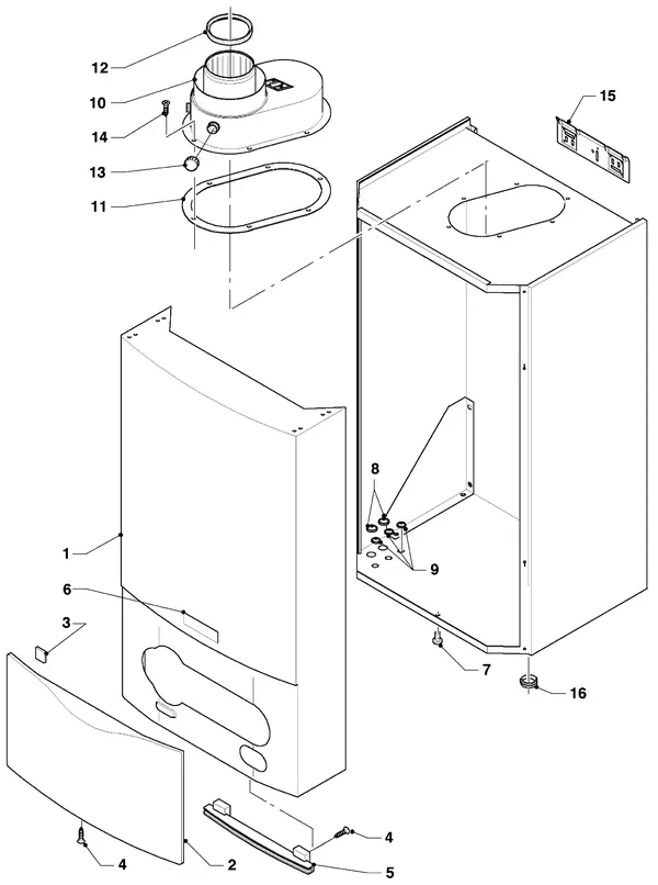 Exploded view Vaillant hrEXCLUSIEF VHR 65 S: Manteldelen