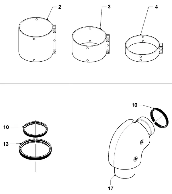 Exploded view Vaillant HR Comfort VU-VUW 18-22/6 E: Verbrandings luchtaanvoer gasafvoer