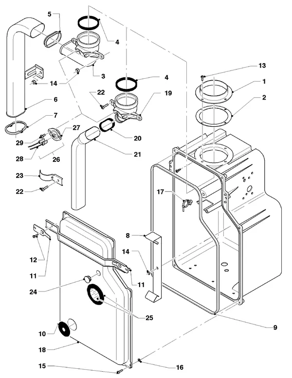 Exploded view Vaillant HR Comfort VU-VUW 23-28/6 E: Warmtewisselaara